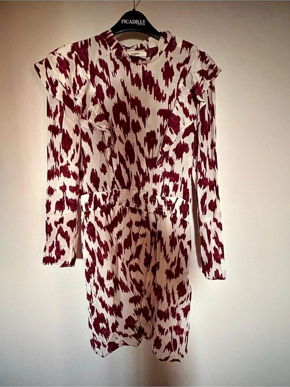 Isabel Marant Étoile Yoana Printed Long Sleeve Ruffle Dress (US 4) 38